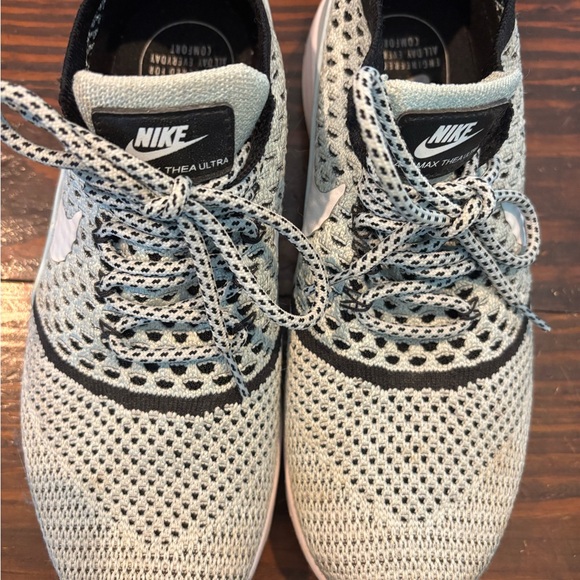 Nike Air Max Thea Ultra Women’s Black and Blue Flyknit Sneakers - Picture 1 of 6